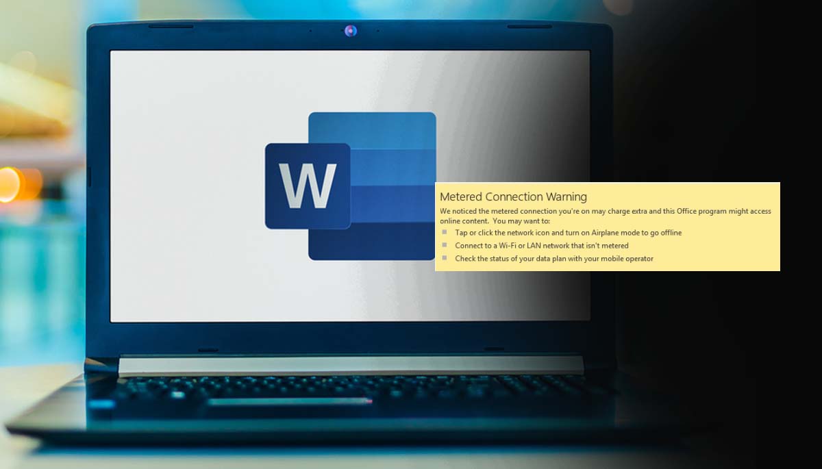 What is outlook metered connection warning and how to disable it